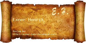 Exner Henrik névjegykártya